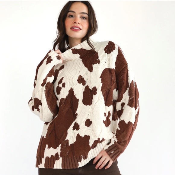 NWOT Brownie Cow Cable Sweater